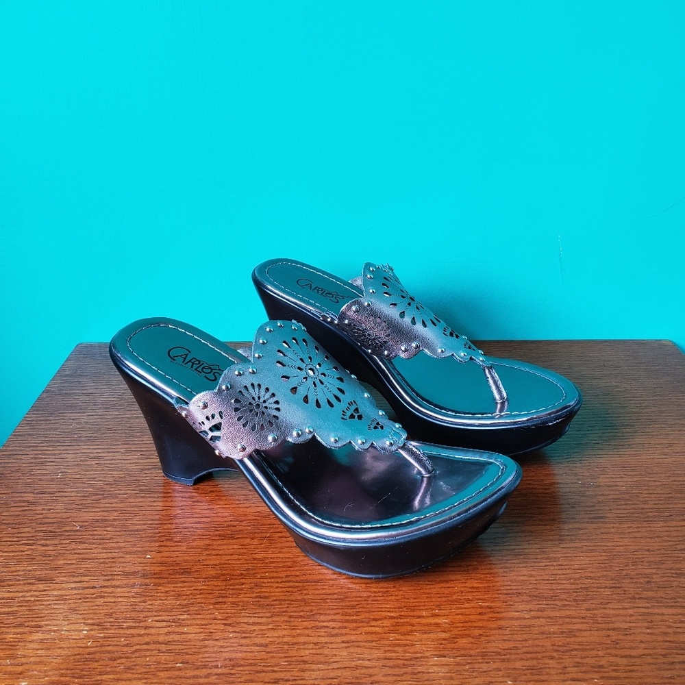 Carlos Santana Silver Heeled Sandels Size 7